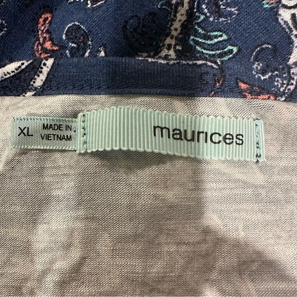 Maurices Women's XL Blue Paisley Floral Knit Top‎ w/ Lace Trim Open Sleeves.A123 - Picture 12 of 12